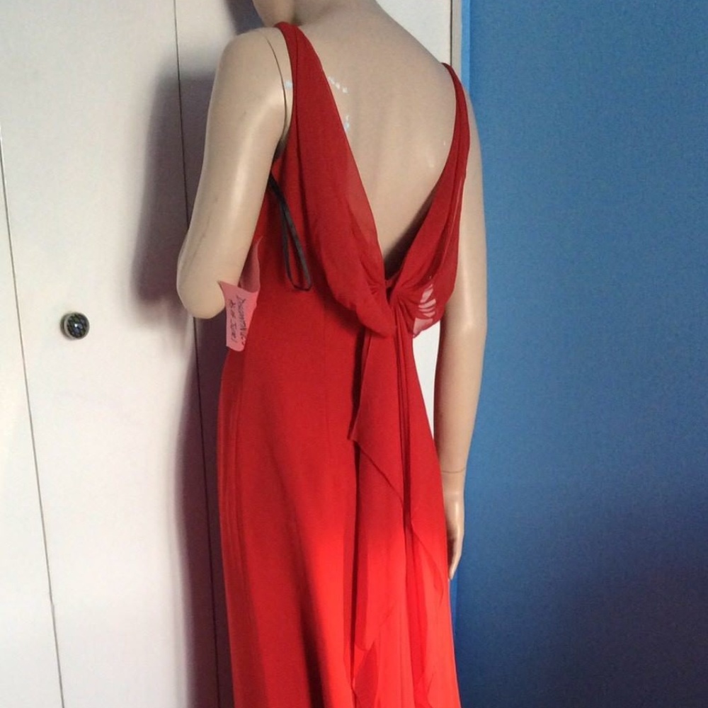 LAZARO vintage dress, red, open back,wedding dress
